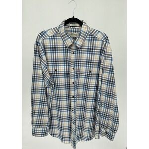 Orvis Mens Large Blue Plaid Long Sleeve Cotton Button Down Shirt Sporting